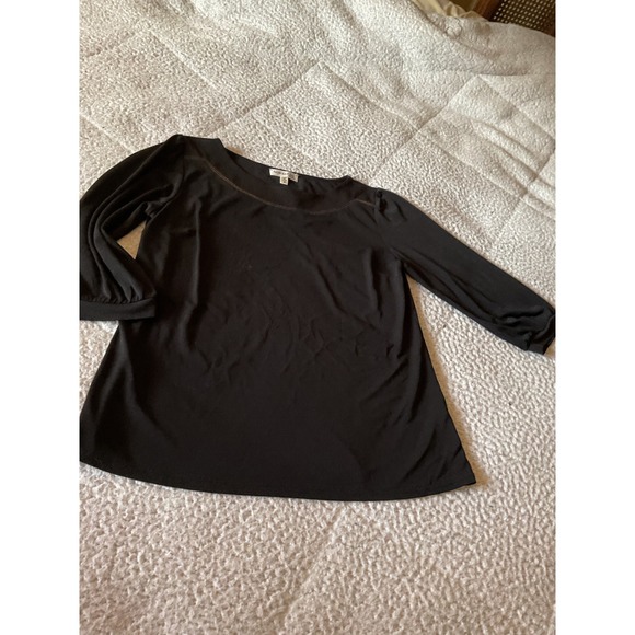 Faith and Joy Tops - Faith and Joy Blouse Womens Small‎ Black Excellent 3/4 Sleeve Boat Neck Top